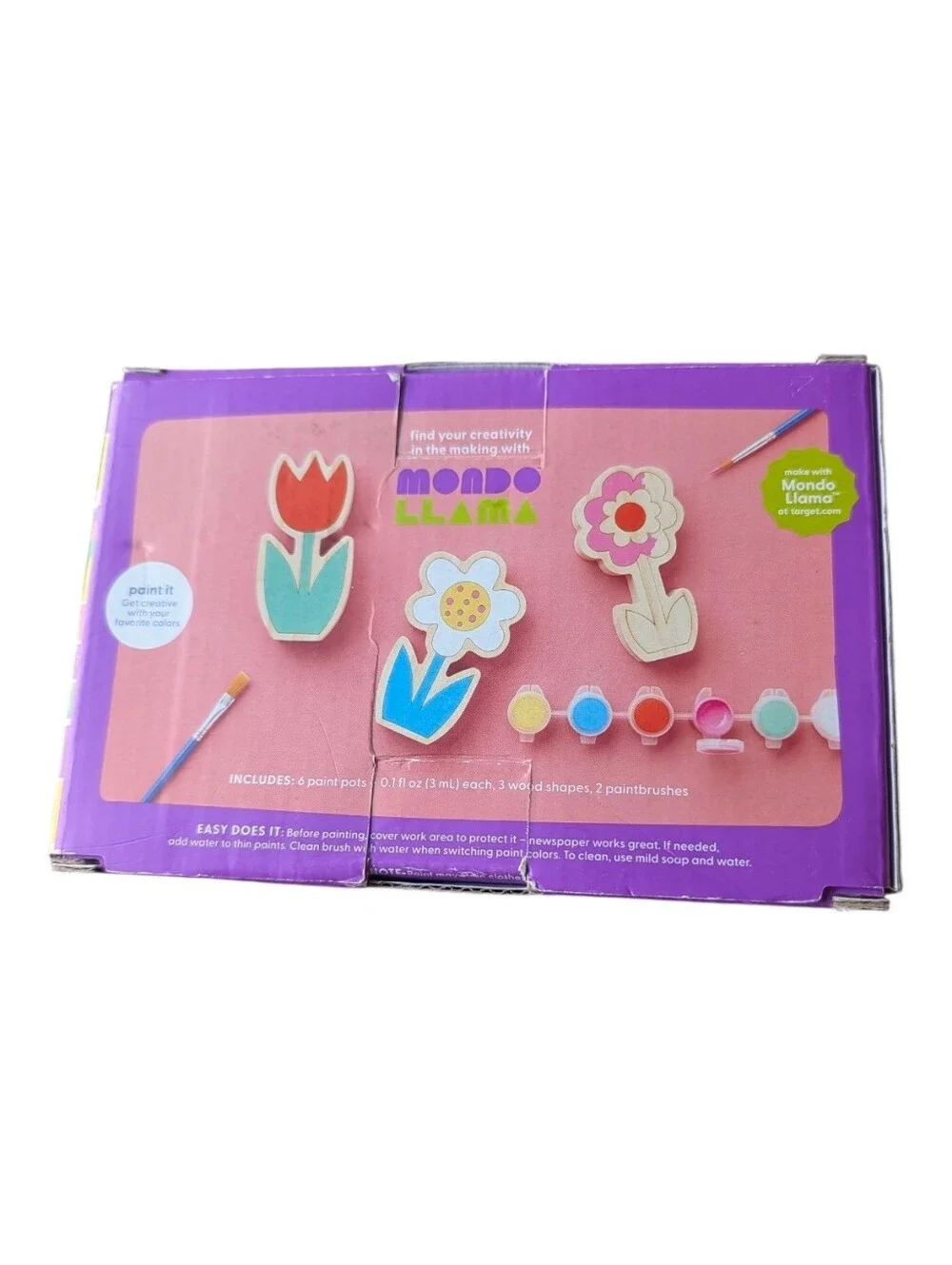 Mondo Llama Paint Your Own DIY Wooden Flower Kit New